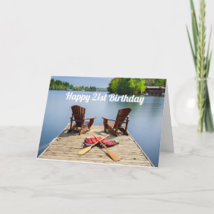 Carte **21e** SALUTATIONS DE STYLE DE LAC D'ANNIVERSAIRE