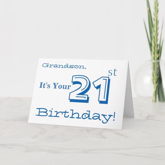Carte 21ème salutation de l'anniversaire du petit-fils (Devant)