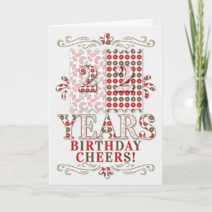 Carte 22e anniversaire à Sage Green et Red Botanical