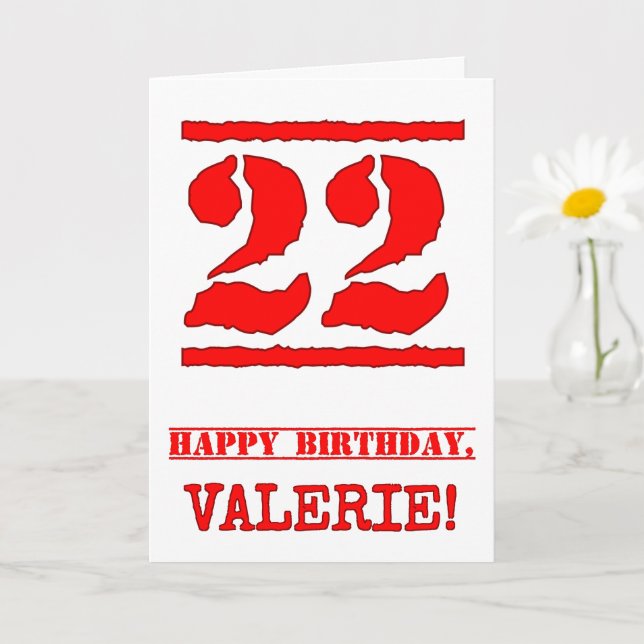 Carte 22e anniversaire : Amusant, Timbre en caoutchouc r (Petite plante)