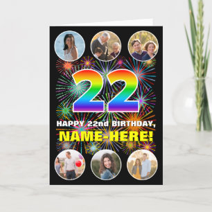 Carte 22e anniversaire : Arc en ciel amusant #, Nom pers