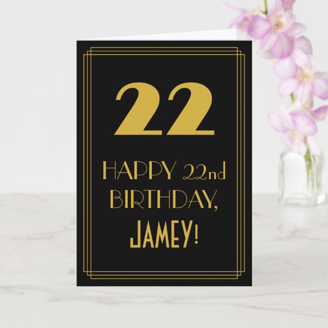 Carte 22e anniversaire ~ Art Déco Inspiré Look "22" & No (Orchidée)