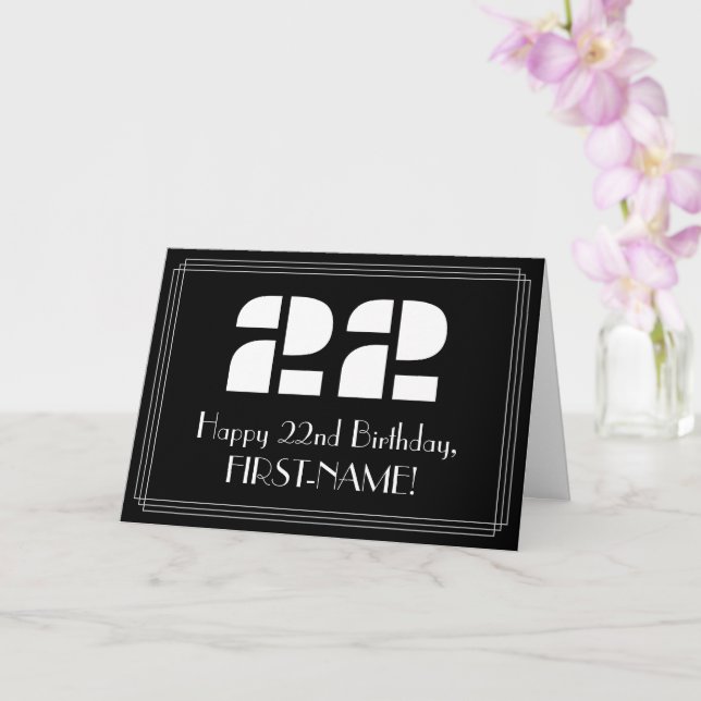 Carte 22e anniversaire : Art Déco Inspiré Look "22" & No (Orchidée)