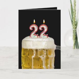 Carte 22e Anniversaire Bière en noir