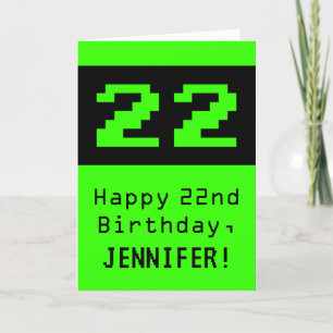 Carte 22e anniversaire : Nerdy / Geeky Style "22" et nom