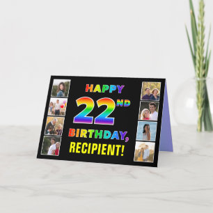 Carte 22e anniversaire : Rainbow Text, Custom Photos & N