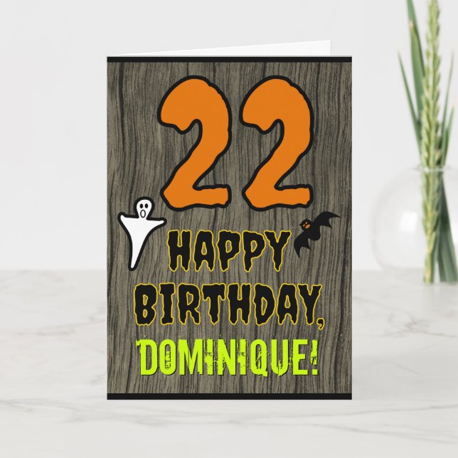 Carte 22e anniversaire : Thème d'Halloween Éffrayant, No (Devant)