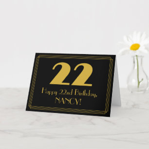 Carte 22e Anniversaire : Vue inspirée d'Art déco "22" & 