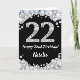 Carte 22e Birthday Black and Silver Glitter