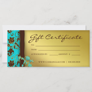 Carte 232 Certificats Cadeaux Salon Spa Gold Floral