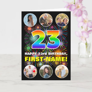 Carte 23e anniversaire : Arc en ciel amusant #, Nom pers