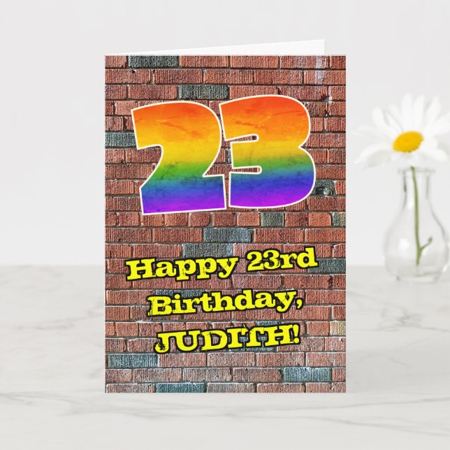 Carte 23e anniversaire : Arc en ciel inspiré par les gra (Petite plante)