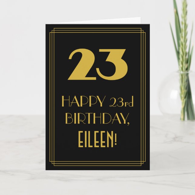 Carte 23e anniversaire ~ Art Déco Inspiré Look "23" & No (Devant)