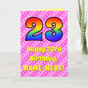 Carte 23e anniversaire : Pink Stripes & Hearts, Arc-en-c