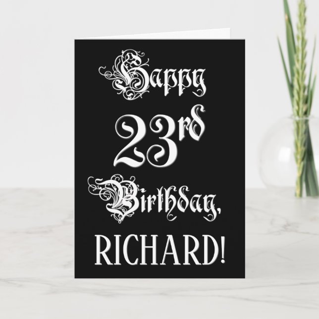 Carte 23rd Birthday: Fancy, Elegant Script + Custom Nom (Devant)