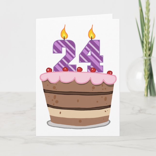 Carte 24 ans sur le gâteau d'anniversaire (Devant)