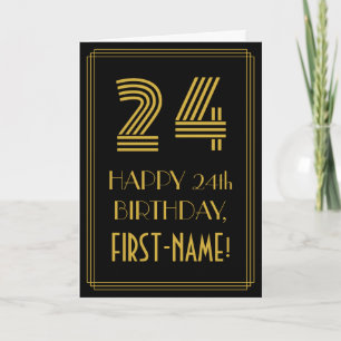 Carte 24e anniversaire : Art Déco Inspiré Look "24" & No