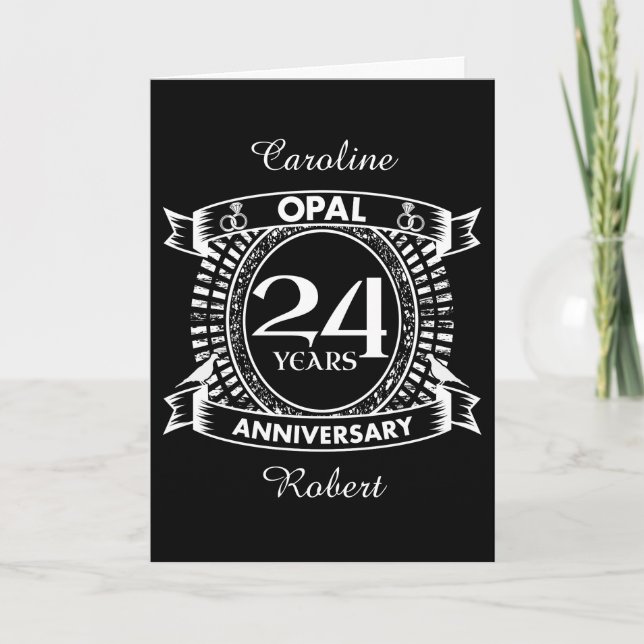 Carte 24E opale pour le 24e anniversaire du mariage (Devant)