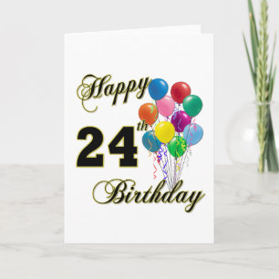 Carte 24èmes cadeaux d'anniversaire heureux avec des