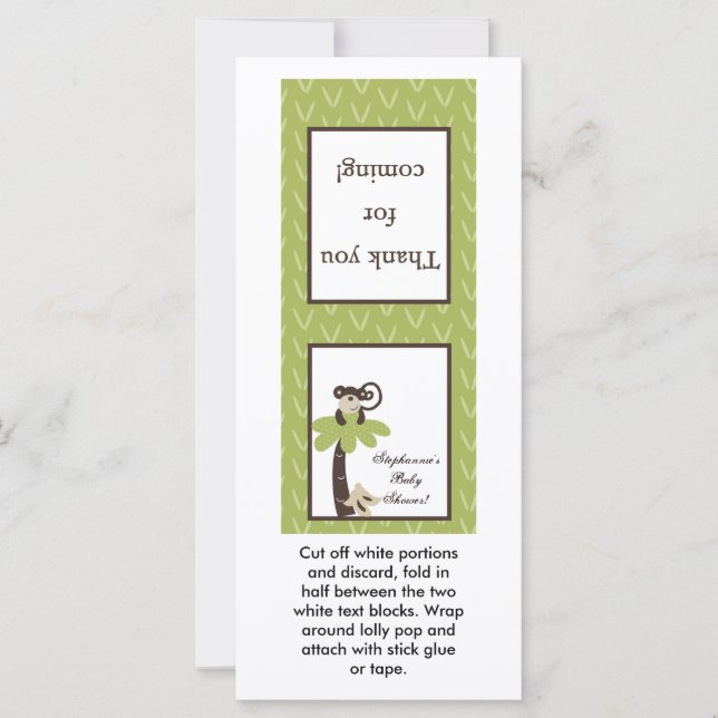 Carte 25 Lollipop Topper Monkey Time Zoo Animal (Devant)