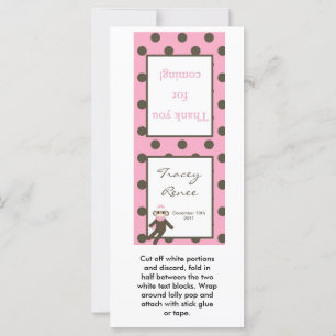 Carte 25 Lollipop Topper Pink Sock Singe