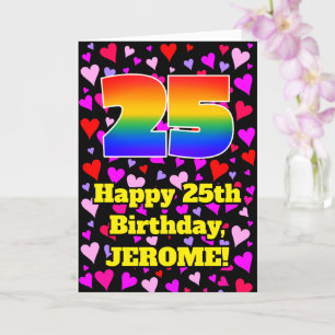 Carte 25e anniversaire : Amour Hearts Motif, Arc-en-ciel