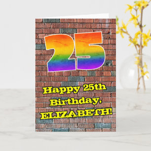 Carte 25e anniversaire : Arc-en-ciel amusant inspiré par