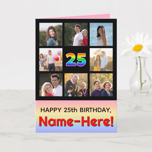Carte 25e anniversaire : Arc en ciel amusant #, photos p (Petite plante)