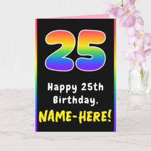 Carte 25e anniversaire : Arc-en-ciel coloré # 25, Nom pe