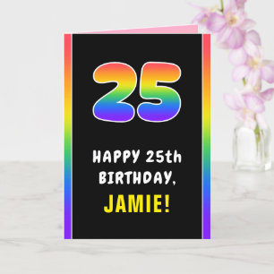Carte 25e anniversaire : Arc-en-ciel coloré # 25, Nom pe