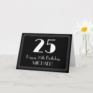 Carte 25e anniversaire ~ Art Déco Inspiré Look "25", Nom