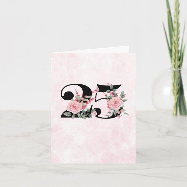 Carte 25e anniversaire de jalon - Travail floral 25 (Devant)