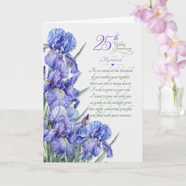 Carte 25e Anniversaire de Mariage Romantique Iris Violet (Orchidée)
