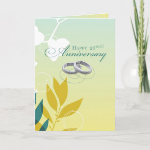 Carte 25e anniversaire du Mariage Anneaux religieux sur 