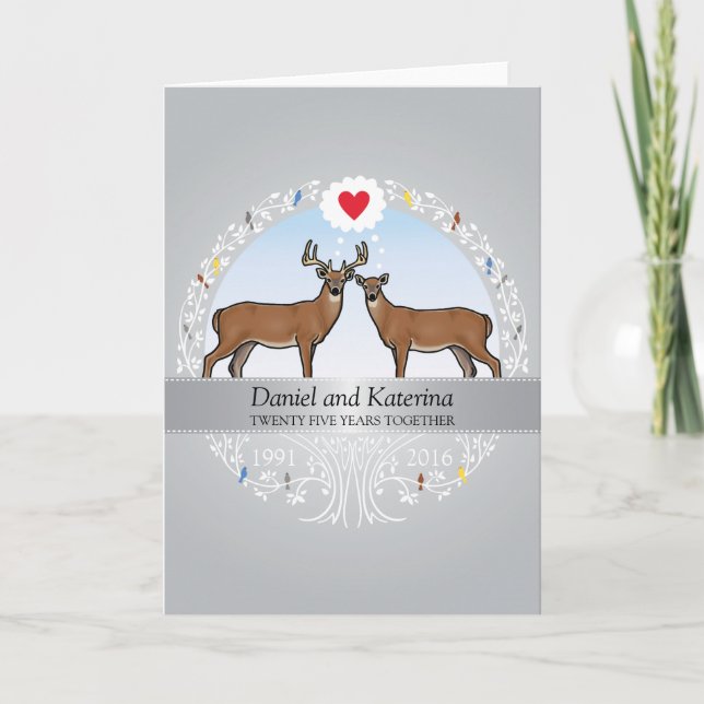 Carte 25e anniversaire du Mariage personnalisé, Buck & D (Devant)