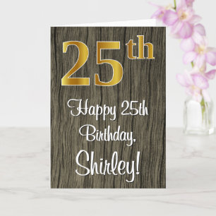Carte 25e anniversaire : Elégant Faux Gold Look #, Faux 