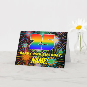 Carte 25e anniversaire : Feu d'artifice festif amusant e