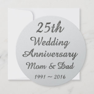 Carte 25e anniversaire Mariage de la typographie argenté