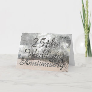 Carte 25e anniversaire Mariage de la typographie argenté