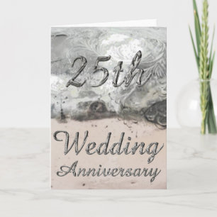 Carte 25e anniversaire Mariage de la typographie argenté