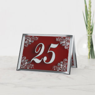 Carte 25e anniversaire ou anniversaire Regal Argent et R
