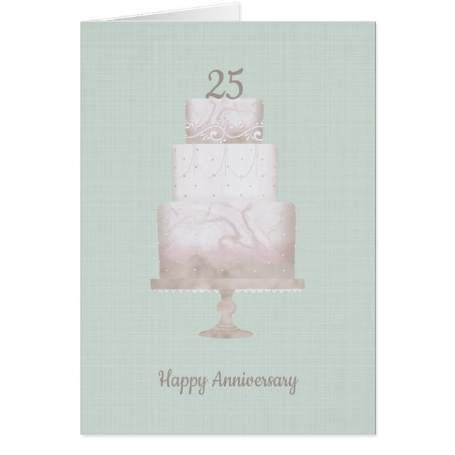 Carte 25e Anniversaire personnalisée Gâteau vert l (Devant)
