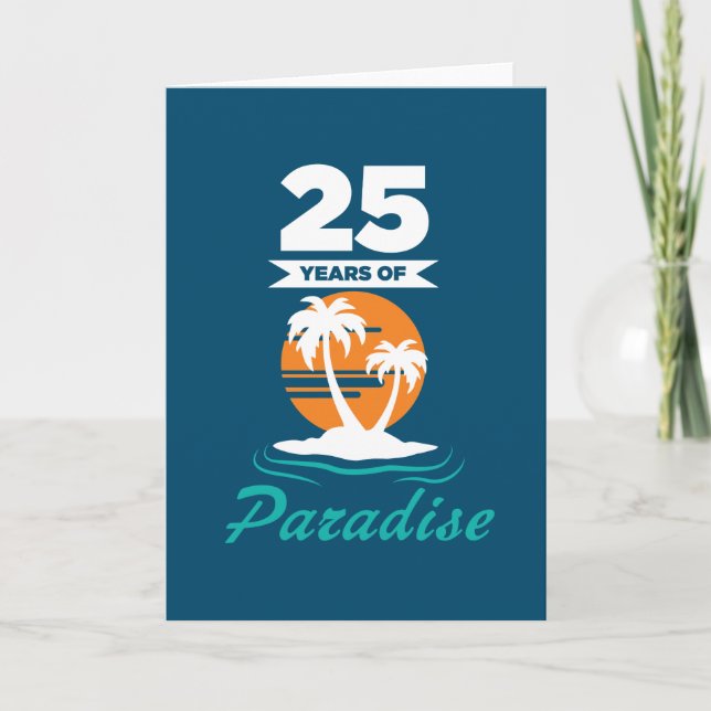 Carte 25ème anniversaire de mariage d'argent tropical de (Devant)