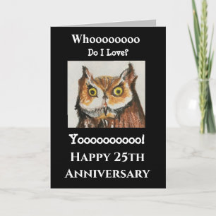 Carte 25ème Mari Drôle Chouette Heureux Anniversaire