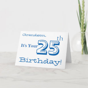 Carte 25ème salutation de l'anniversaire du petit-fils