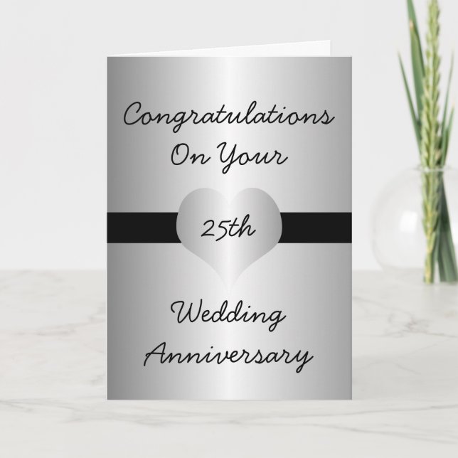 Carte 25th Wedding Anniversary Card Silver Heart (Devant)