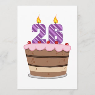 Carte 26 ans sur le gâteau d'anniversaire