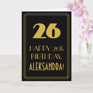 Carte 26e anniversaire ~ Art Déco Inspiré Look "26" & No