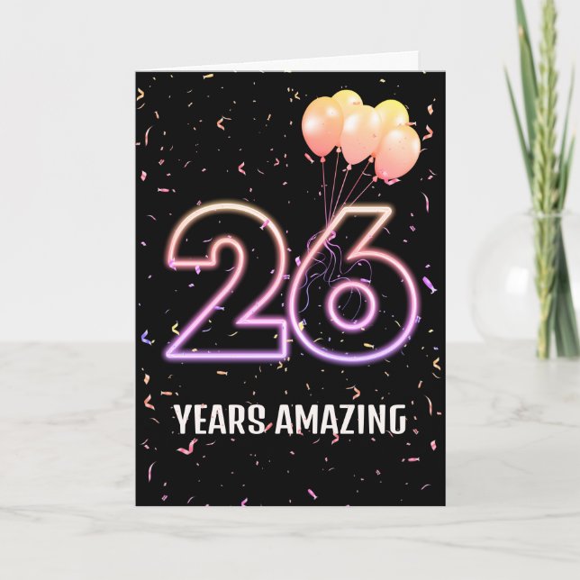 Carte 26e anniversaire Ballons et Confetti (Devant)