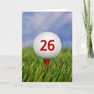 Carte 26e anniversaire Golf Ball on Red Tee